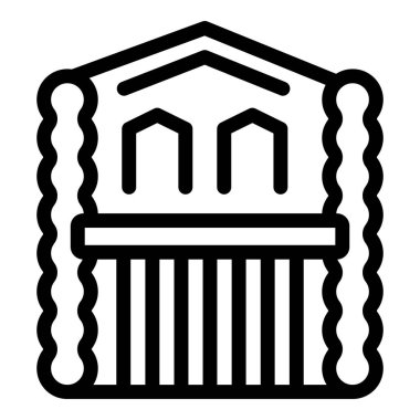 Antik Yunan binasını temsil eden basit bir çizgi çizimi, tarih, mimari ve kültür mirasını çağrıştırıyor