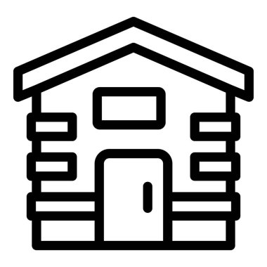 Verandası ve kapısı olan küçük ahşap bir evin simgesi. Kırsal yaşamı temsil etmek için mükemmel.