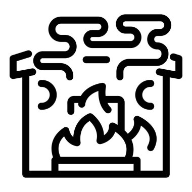 İçinde alevler ve bacadan yükselen dumanlar olan bir evin simgesi.