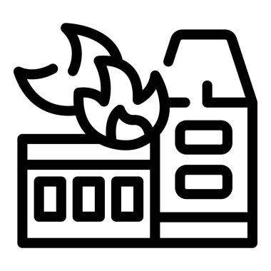 Binanın tepesinde yanan bir yangının sanat simgesi potansiyel bir endüstriyel kazayı temsil ediyor.