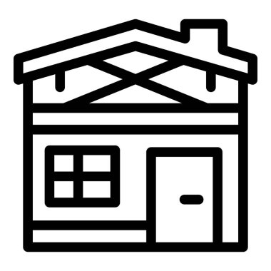 Çatı inşaatını ahşap kirişlerle gösteren basit bir ev simgesi