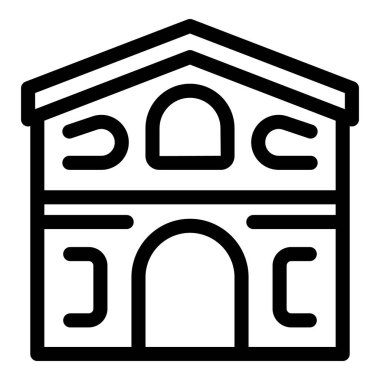 Bir belediye binasının çizgi sanat ikonu, hükümetle ilgili projeler, sivil katılım ve şehir planlaması için mükemmel.