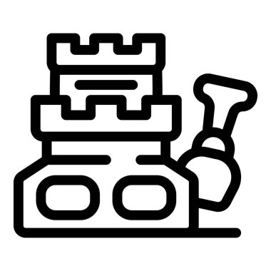 Kova ve kürekle inşa edilen bir kumdan kalenin çizgi simgesi