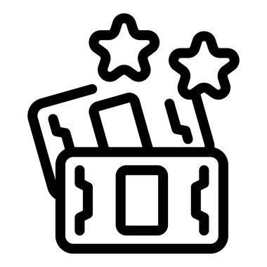 Üzerinde yıldızlar görünen bir kredi kartının çizgi simgesi, bir ikramiye veya ödül programını temsil ediyor