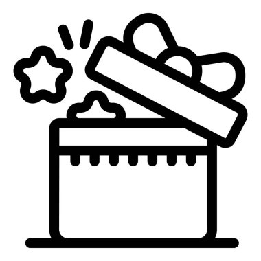 Bir sürpriz için açılan hediye kutusunun satır resim simgesi