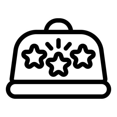 Restoran saati üç yıldız gösteriyor. Harika yemek ve servis sembolü.