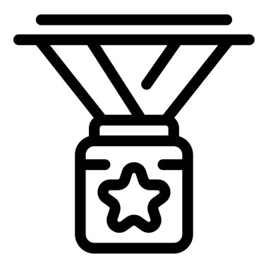 Madalya, zaferi ve başarıyı temsil eden bir kurdeleye asılı.