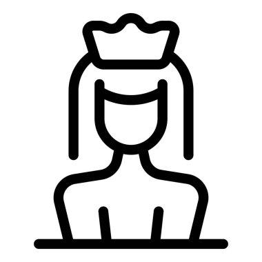 Uzun saçlı, taç takan bir kadının simgesi.