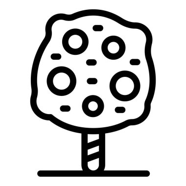 Elma yetiştiren bir elma ağacının basit ve asgari çizgi resim simgesi