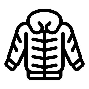 Sıcak bir kış ceketinin basit, cesur çizgi simgesi, soğuk havayı temsil etmek için mükemmel.