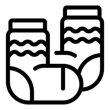 Bir çift çorabı temsil eden basit vektör çizgisi simgesi, soğuk hava için ideal