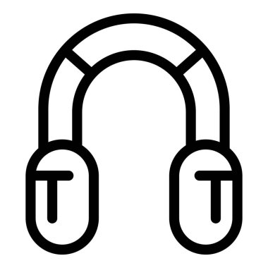 Web tasarımı için etkin gürültü iptal özelliği olan kulaklıkların basit siyah ve beyaz vektör simgesi