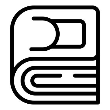 Bir kitap ayracının basit, siyah ve beyaz vektör çizgisi simgesi, okumayı, eğitimi veya edebiyatı temsil etmek için ideal