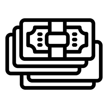 Bir yığın banknotu tasvir eden basit çizgi simgesi, finansal kavramları sembolize ediyor