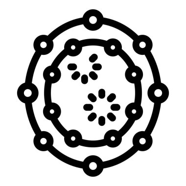 Çekirdeğin etrafında dönen elektronları olan basit atom modeli, bilim ve eğitim kavramları için uygundur.