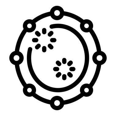 Mikrobiyoloji ikonu, bilimsel bir deney sırasında bakterilerin bir petri kabının içinde bölündüğünü gösteriyor.