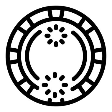 İki noktalı bir kumarhane çipinin siyah beyaz simgesi