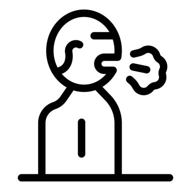 Ağzı açık öksüren hasta adam virüs anahat ikonu yayıyor