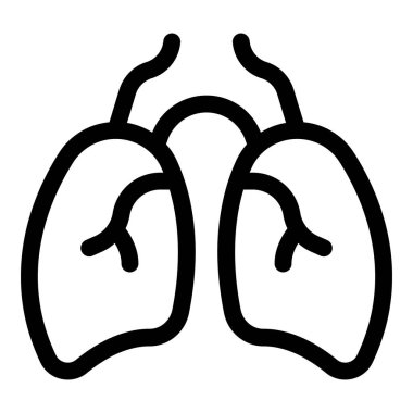 İnsan ciğerlerinin basit çizgi sanat simgesi solunum sağlığını temsil ediyor.