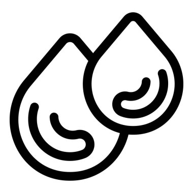 İki su damlasının yüzey gerilimini gösteren basit siyah ve beyaz vektör simgesi