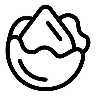 Fındık kabuğu kırılarak açılan basit bir siyah beyaz vektör ikonu, gıda ve fındık üretimiyle ilgili projeler için idealdir.