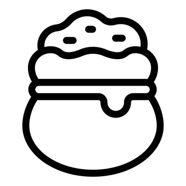 Un dolu bir çuvalın basit çizgi simgesi, fırını veya yiyecek deposunu temsil etmek için mükemmel.