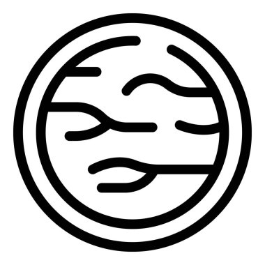 Dönen bulutları ve rüzgarları gösteren bir gezegen yüzeyini temsil eden siyah ana hatlı vektör simgesi