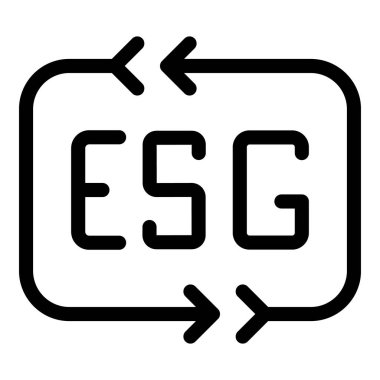 Yuvarlak kare ana hatları, kavramların dairesel doğasını sembolize eden her iki tarafı gösteren oklu esg kısaltmasını içeriyor.