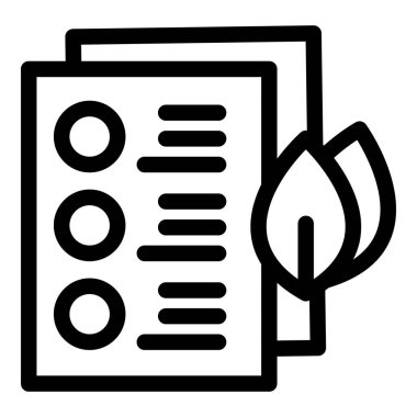 Yapraklı bir kontrol listesi tasvir eden simge, çevresel sürdürülebilirliğe bağlılığı simgeliyor