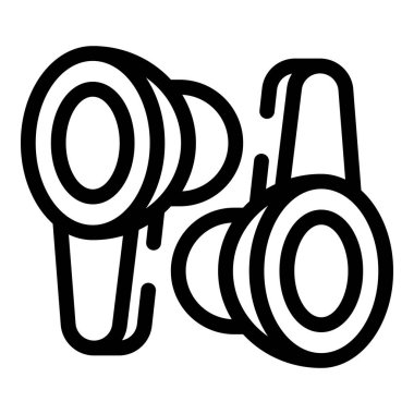 Kulaklıklarda kablosuz, taşınabilirliği ve yüksek kaliteli ses deneyimini vurgulayan cesur, minimalist çizgi sanat simgesi