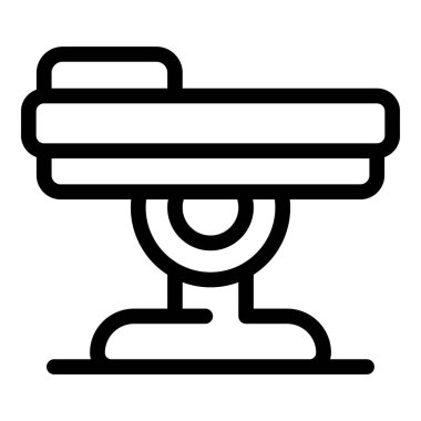 Tıbbi ekipmanları ve cerrahi prosedürleri temsil eden bir ameliyat masasının çizgi simgesi