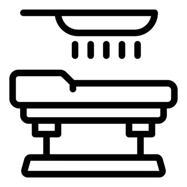 Fütürist tıbbi tarayıcı, bir hastayı tıbbi yatakta analiz ediyor.