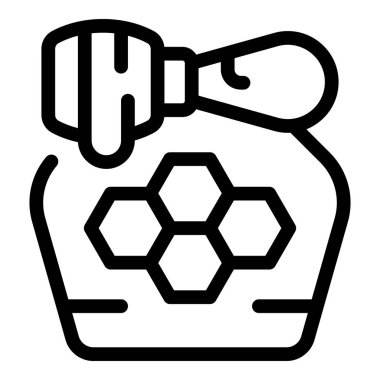 Bal damlayan bal ve bal peteği desenli bal kavanozunun basit çizgi simgesi