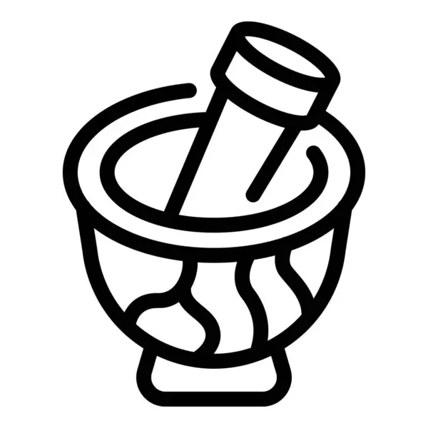 stock vector Simple line icon of a mortar and pestle, commonly used for grinding spices, herbs, and medicines