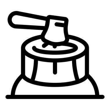 Kütüğe saplanmış bir baltanın çizgi sanat vektörü oduncularla ilgili her şey için harika bir görüntü, odun kesmek ya da ormanda olmak için.