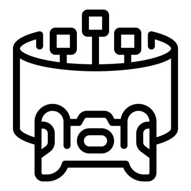 Sanal gerçeklik oyunu kavramını temsil eden sensörlü ve kontrollü bir VR kulaklığının satır simgesi