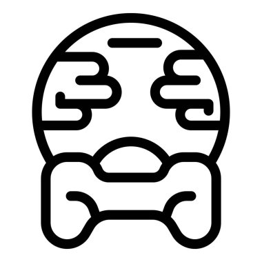 Dünya gezegenini tutan bir oyun kontrolörünün çizgi resim simgesi