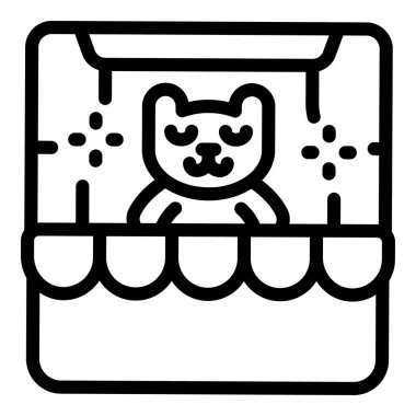 Pençe makinesinin içinde oturan bir kedinin basit çizim çizimi