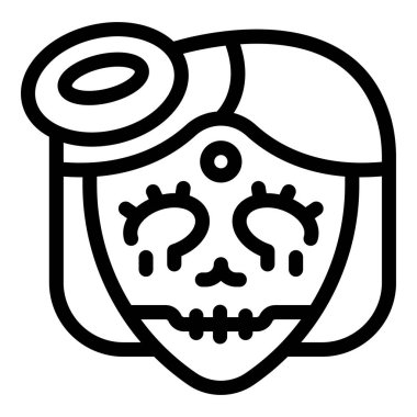 Calavera Catrina 'nın, geleneksel Meksika başlığı giyip, ölüm gününü kutlarken çizdiği çizgiler.
