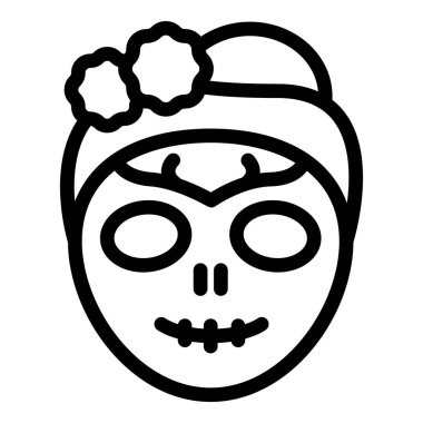 Frida Kahlo 'nun minimalist sanat simgesi saçlarında çiçeklerle Calavera Catrina' yı temsil ediyor.