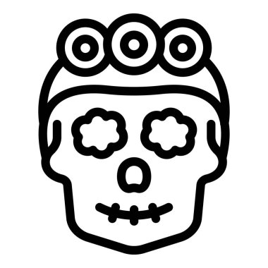 Bir Calavera kafatasının basit vektör ikonu. Saç bandıyla. Ölüler gününün geleneksel bir sembolü.