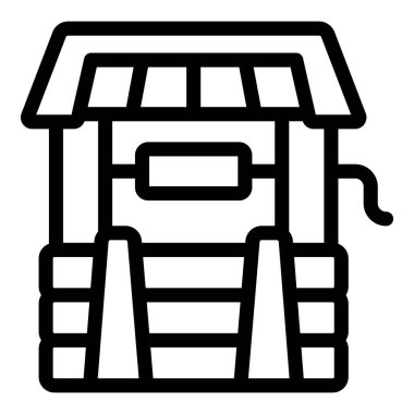 Çatısı olan bir su kuyusunun basit bir simgesi, temiz ve taze suya erişimi simgeliyor.