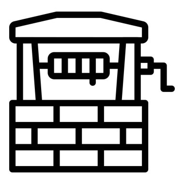 Yeraltının derinliklerinden tatlı su çekmek için bir kolu olan basit bir su kuyusu simgesi
