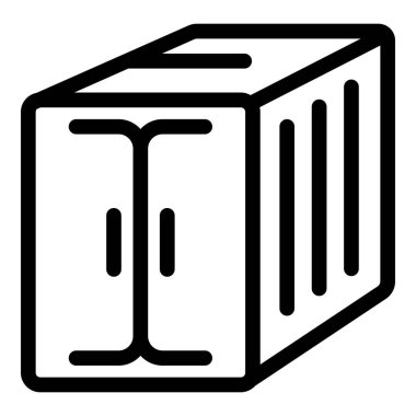 Kapatılan bir kargo konteynırı kapısını temsil eden siyah ana hat simgesi, küresel ticaret ve lojistiği simgeliyor