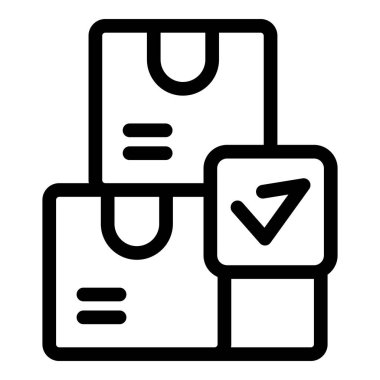 İşaretli karton kutuların çizgi resim simgesi, nakliye ve teslimatı temsil ediyor