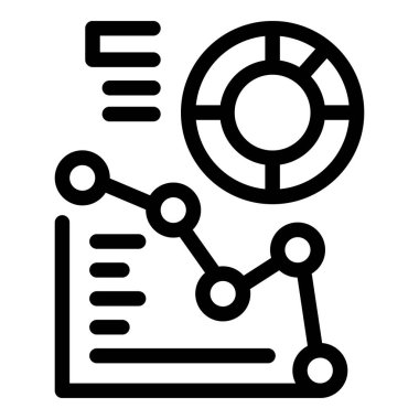 Düşen bir mali grafiği pasta grafiğiyle analiz eden bir iş adamının basit simgesi