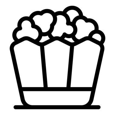 Patlamış mısır dolu bir kovanın basit siyah beyaz çizgi simgesi