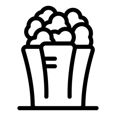 Klasik, dolup taşan bir kova patlamış mısırın basit vektör çizimi. Sinema, atıştırmalık ve eğlence konuları için mükemmel.