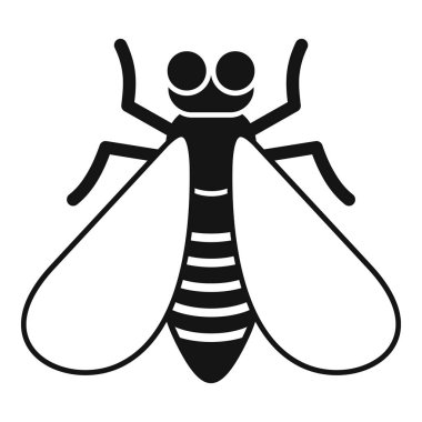 Çizgili vücutlu ve kanatlarını açan büyük gözlü bir böceğin basit vektör simgesi.