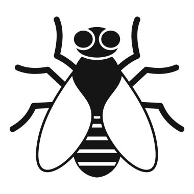 Siyah ve beyaz çizgili sinek basit bir ikon tarzında kanatlarını açıyor.